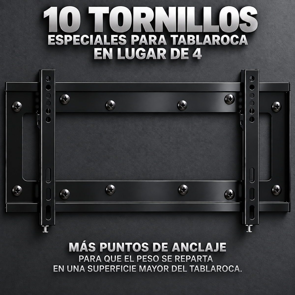 Soporte SFL-1960 para tablaroca: se sujeta con diez tornillos en vez de cuatro, repartidos en dos alturas de cada barra