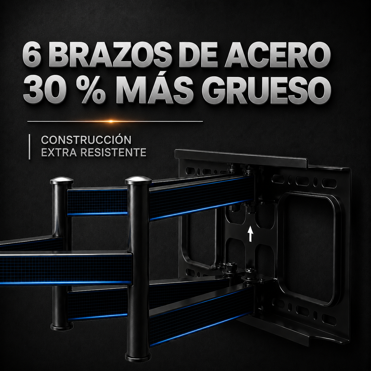 Soporte articulado XPower AX6-1000: 6 brazos de acero 30 % más grueso, hasta 75 kg, para TVs de 40" a 110".