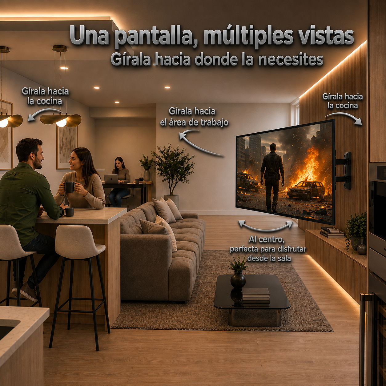 Soporte de Pared Articulado 3 Brazos para TV 19" a 55" XPower MT-1040