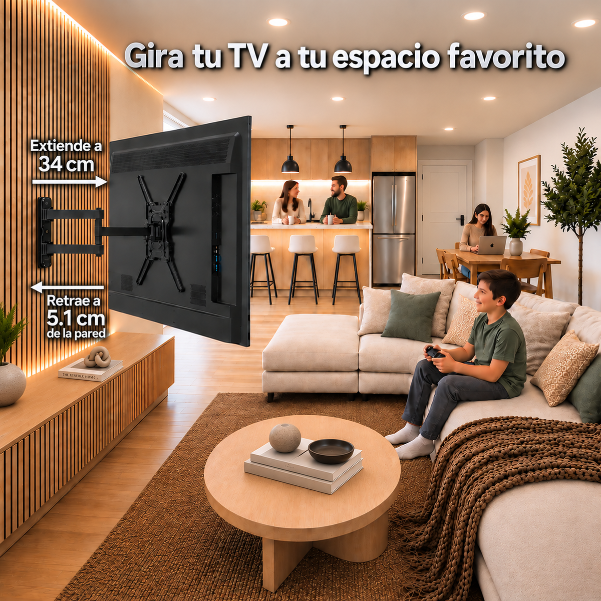 Soporte articulado XPower MT-1055: se extiende hasta 34 cm y se acerca a 5.1 cm de la pared