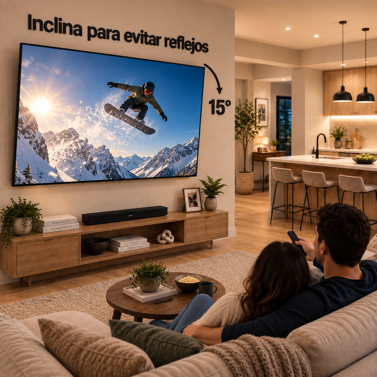 Soporte inclinable XPower XT-700: inclina 15° para evitar reflejos y mejorar el ángulo de visión cuando la tele queda alta