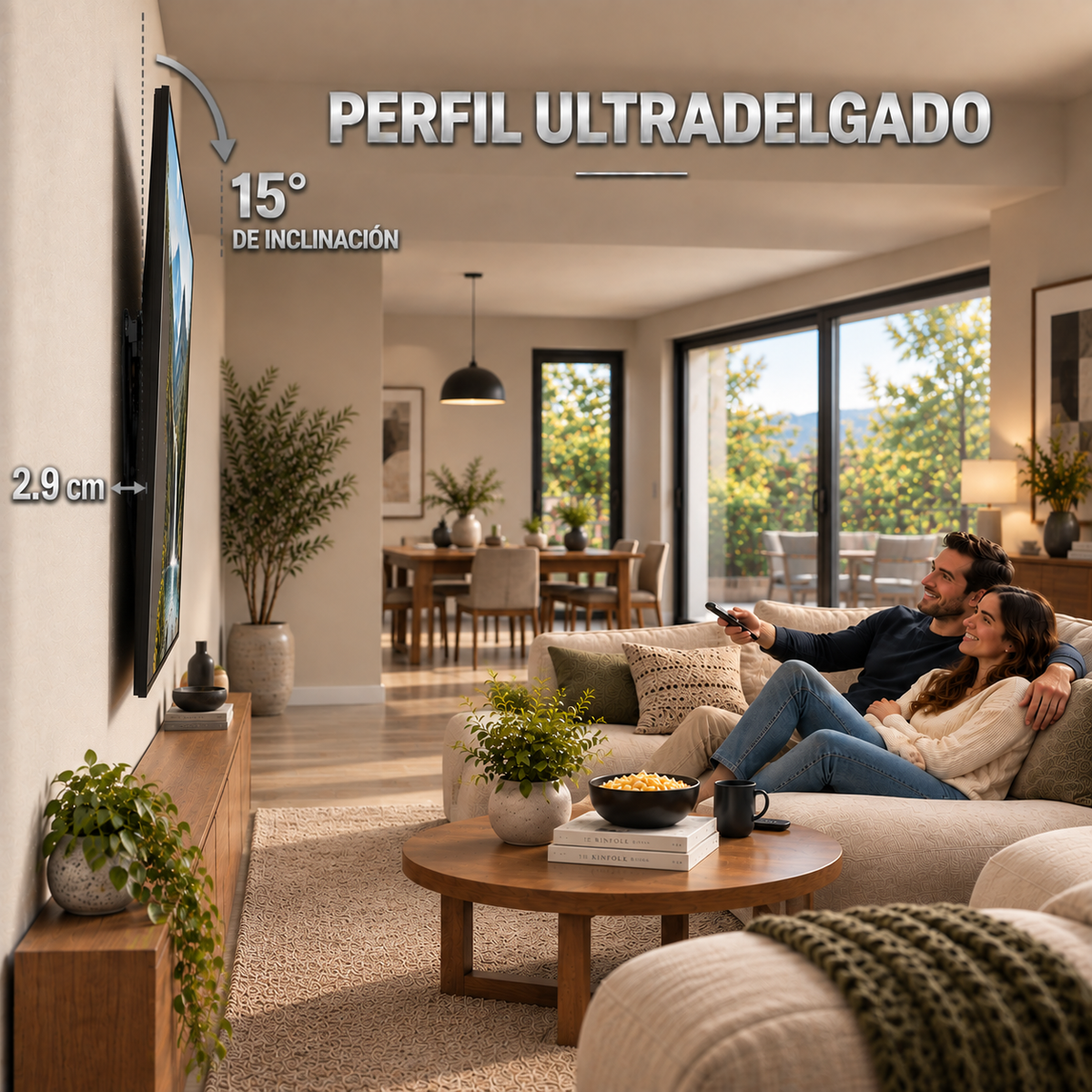 Soporte inclinable XPower XT-900: perfil de 2.9 cm e inclinación de 15°